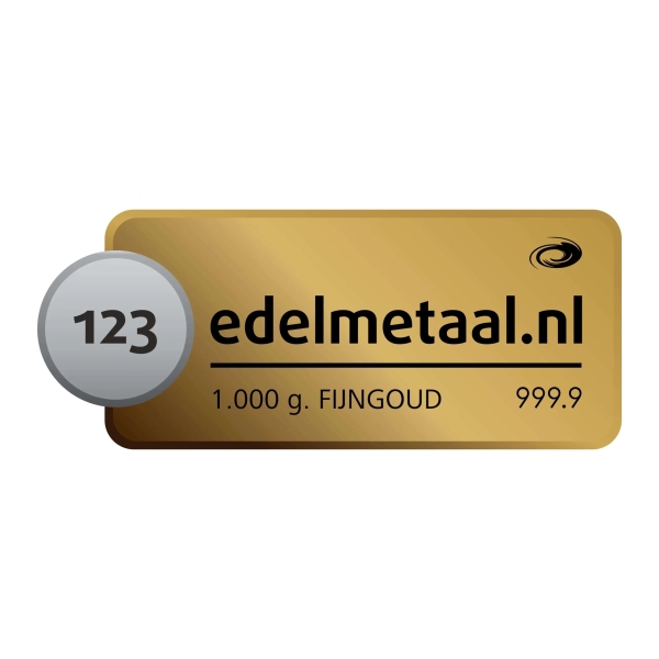 Goudbaar van 1000 gram van div. edelmetaal smelters met een zuiverheid van 99